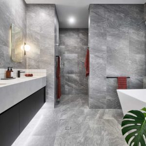 Bathroom with a marble look