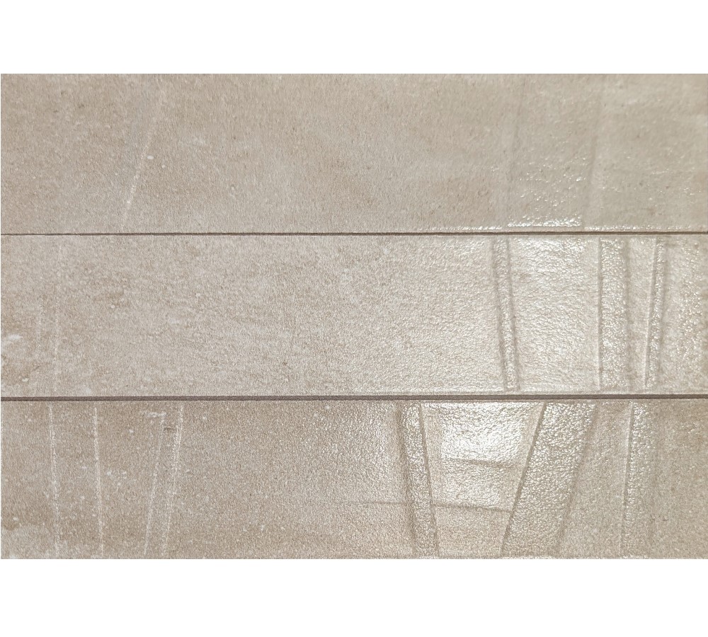 Cream subway brick tile with a modern structured surface