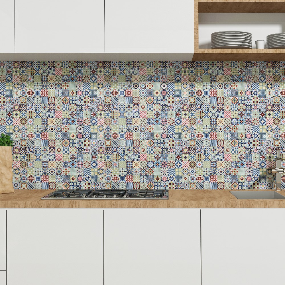 Decorative heritage-style porcelain tile for kitchen walls