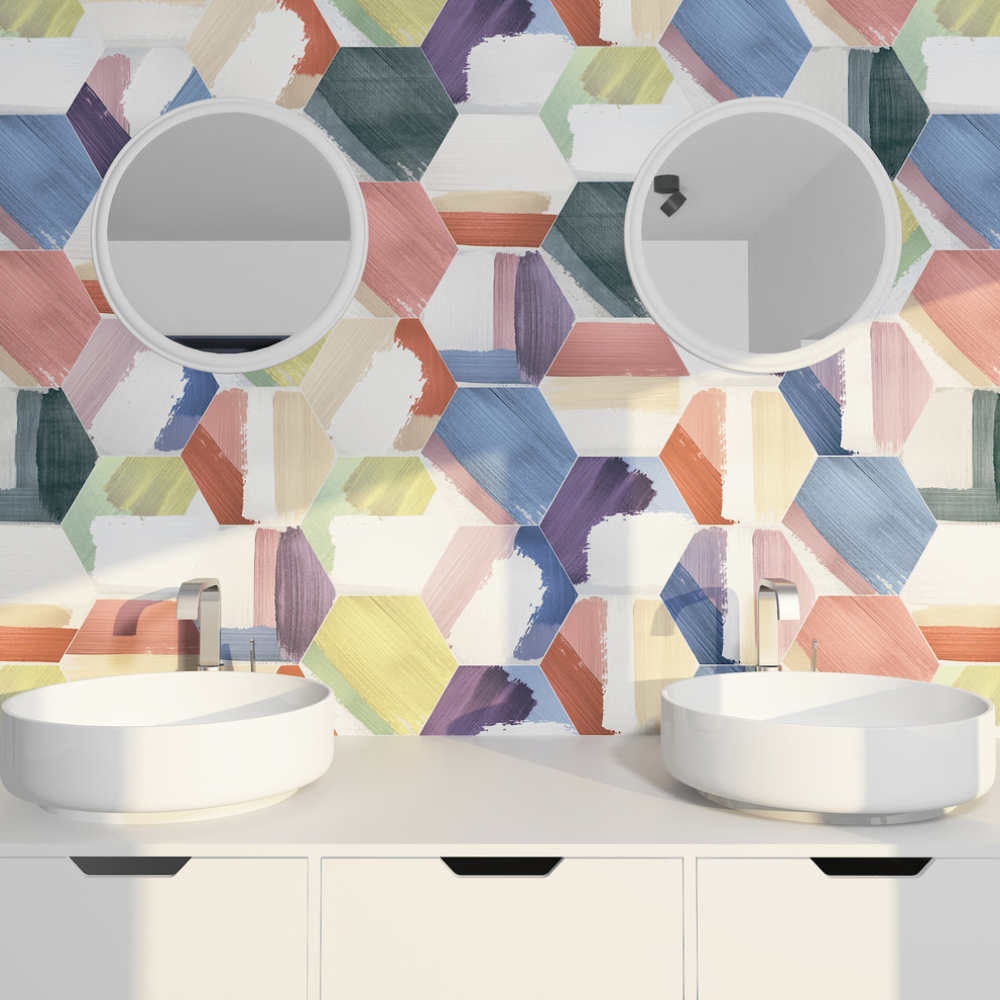 Colorful Hexagonal porcelain tile perth
