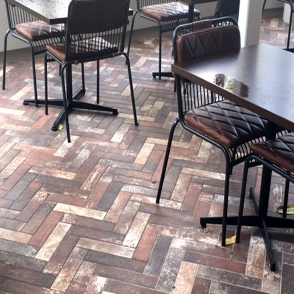 Wyndham Red paver tile on a cafe floor